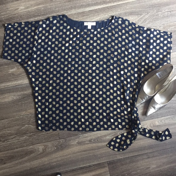 Michael Kors Tops - Michael Kors Blue & Gold Sheer Top Size M